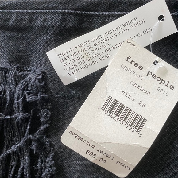 NWT Free People Black Jeans with distressing - Picture 4 of 4